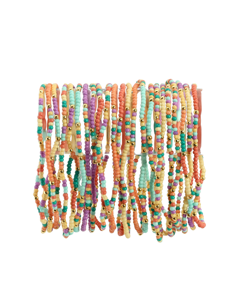 Splendid Iris Seed Bead Bracelet Lilac/Blue/Coral
