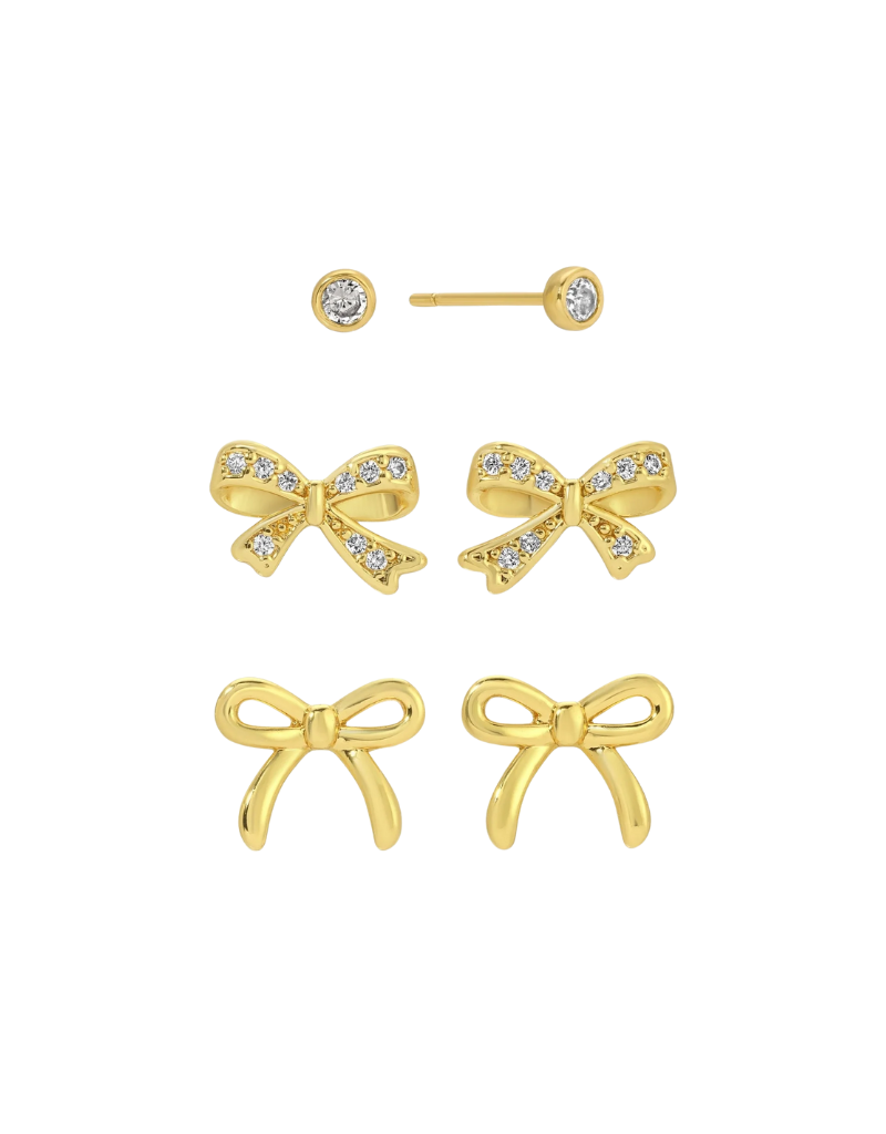 Splendid Iris Bow Velvet Set Earrings