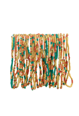Splendid Iris Single Seed Bead Bracelet/Teal/Peach/Yellow