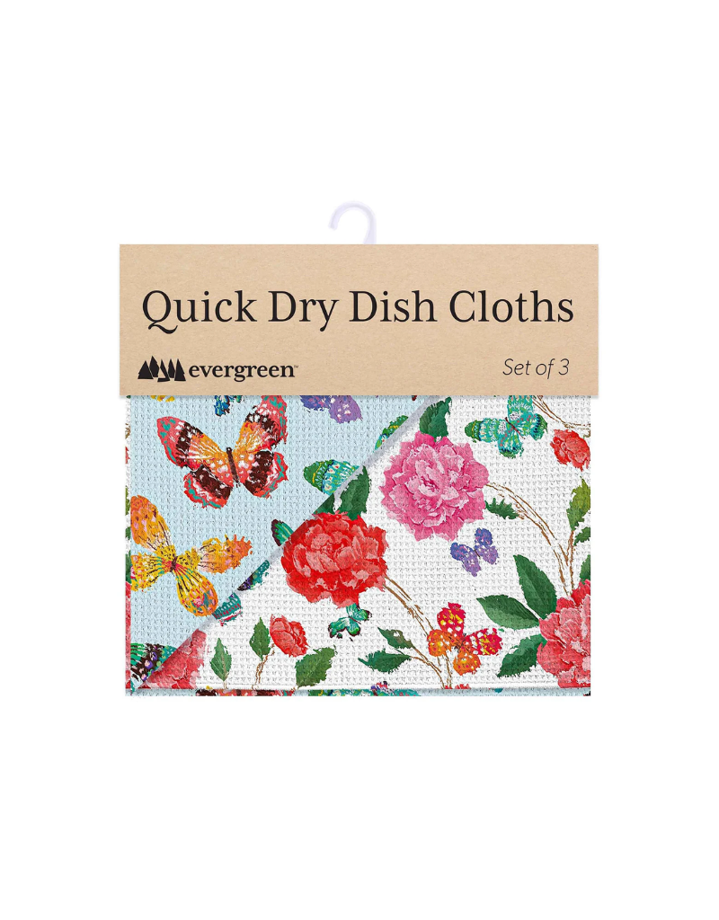 Evergreen Butterfly Toile Dish Cloth