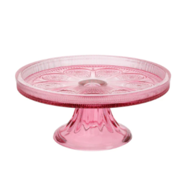 Boston International Pink Glass Cake Stand