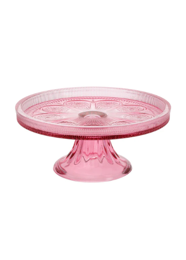 Boston International Pink Glass Cake Stand