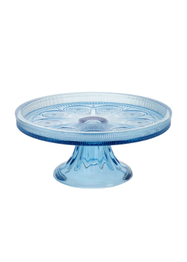 Boston International Sky Blue Glass Cake Stand
