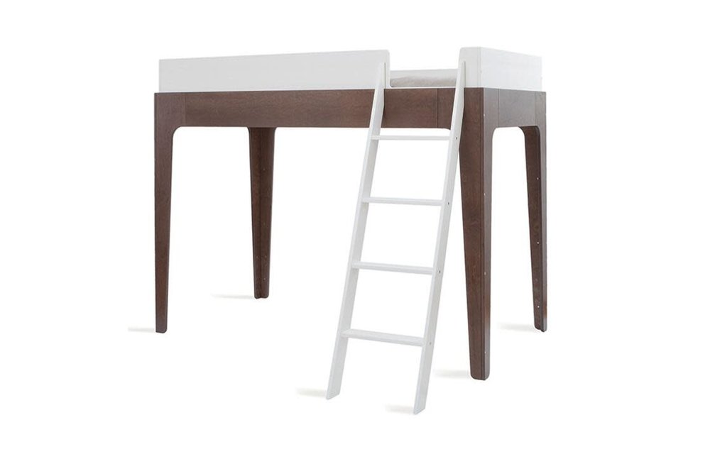 Oeuf Perch Collection Twin Size Loft Bed In White/Walnut