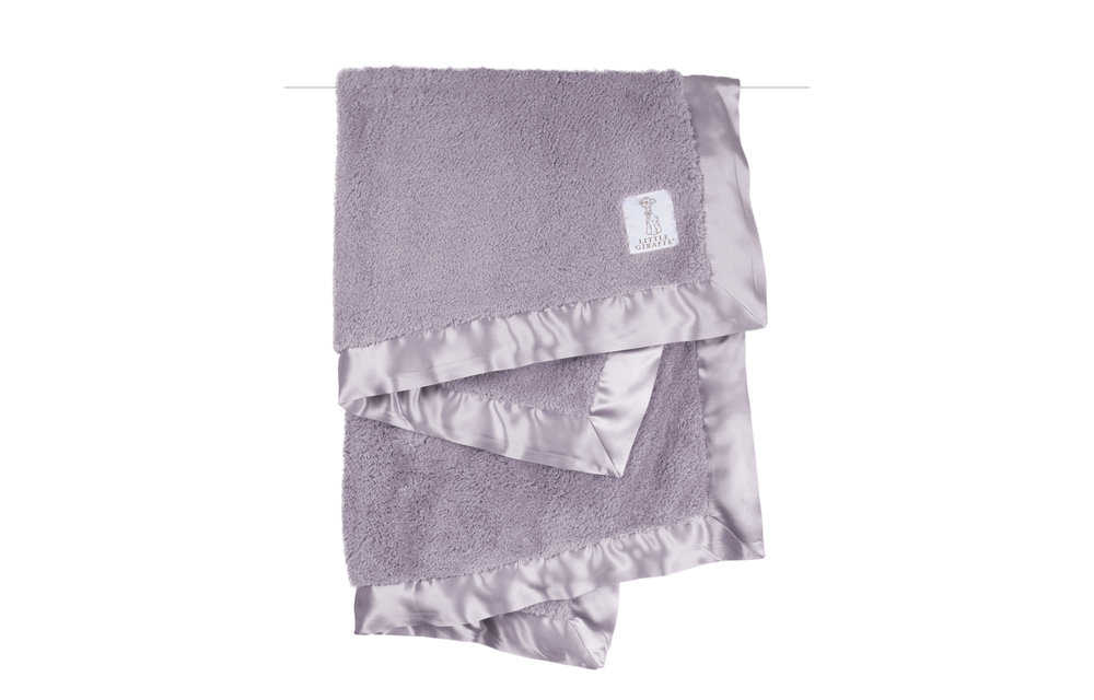 Little Giraffe Plush Chenille Knit Blanket In Lavender