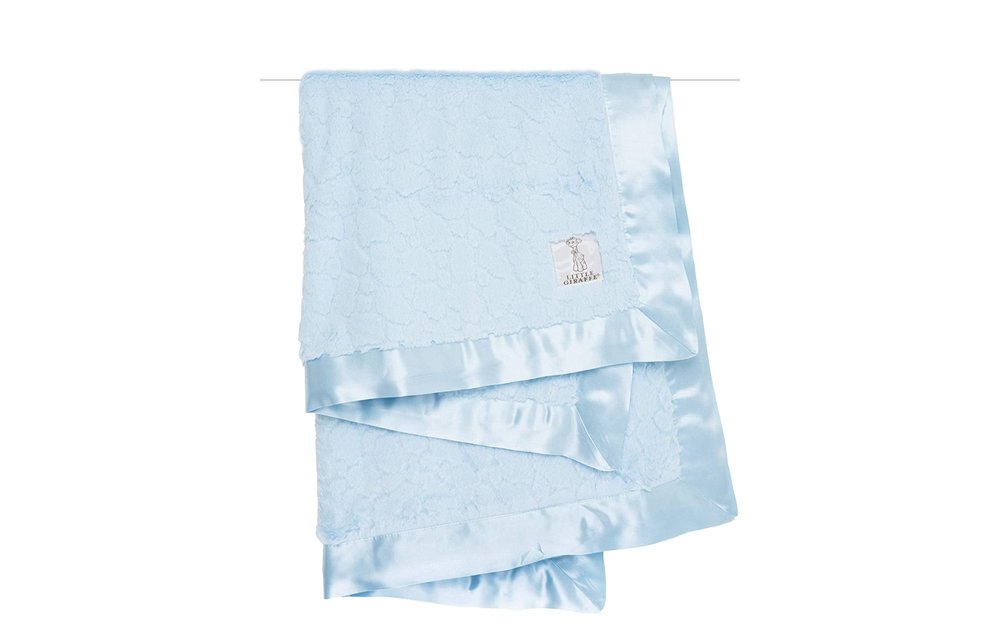 Little Giraffe Plush Luxe Solid Blanket In Blue