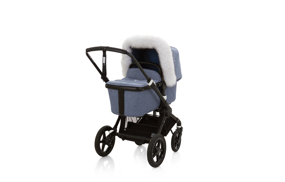 Baby Frr Fur For Stroller In White With Black Tips (Natural Bl)