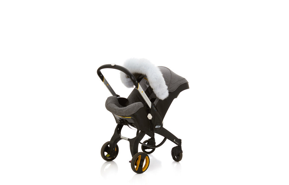 Baby Frr Fur For Doona In White With Black Tips (Natural BL)