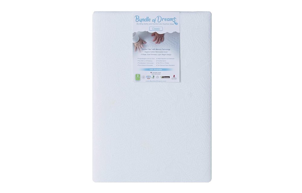 Bundle of Dreams Flagship 5" 2 Stage Mini Crib Mattress, Organic, Breathable, Hypoallergenic, for Portable Cribs