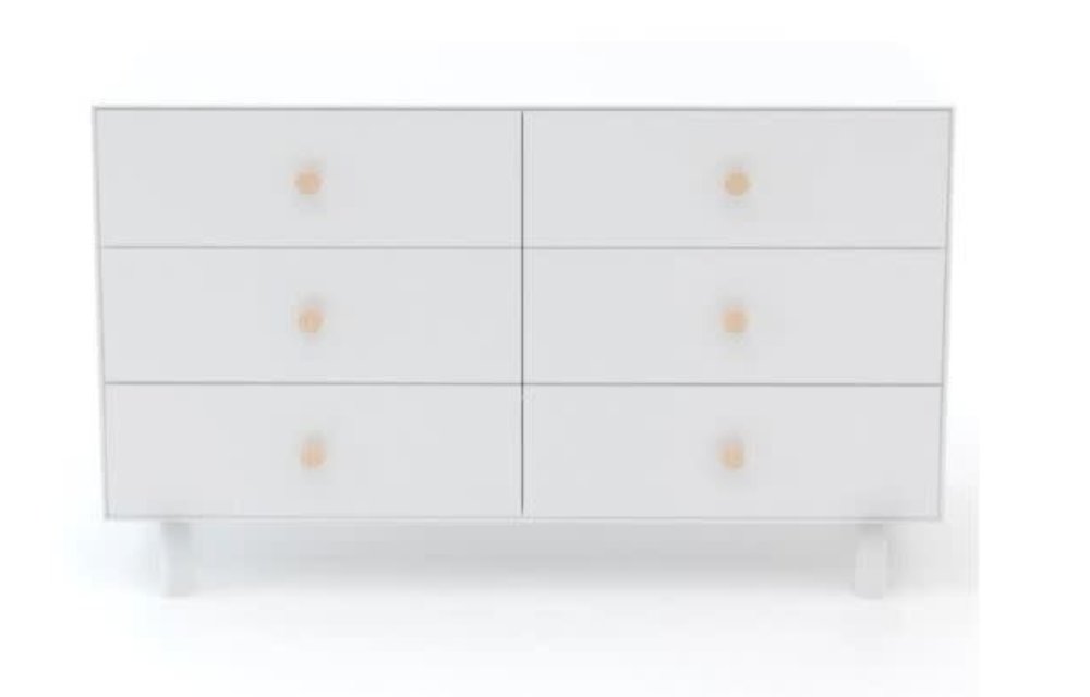 Oeuf Fawn 6 Drawer Dresser In White/Birch Knobs