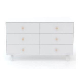 Oeuf Oeuf Fawn 6 Drawer Dresser In White/Birch Knobs