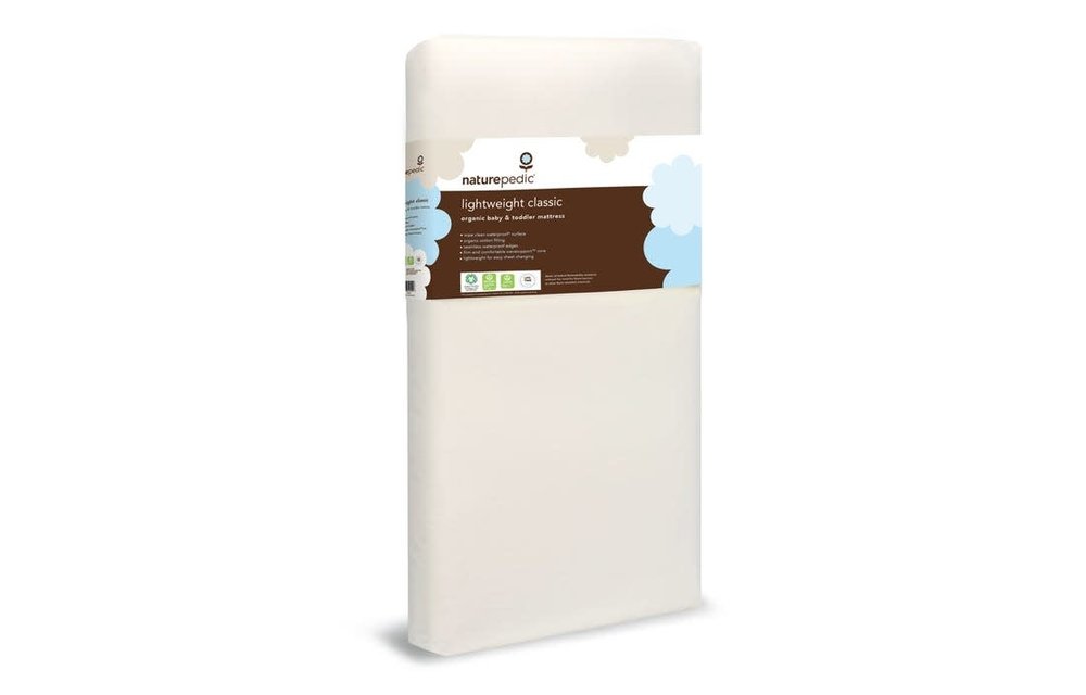 Naturepedic Crib Mattress Organic Cotton Classic 150 Coils Seamless 2-Stage 28" x 52" x 6"