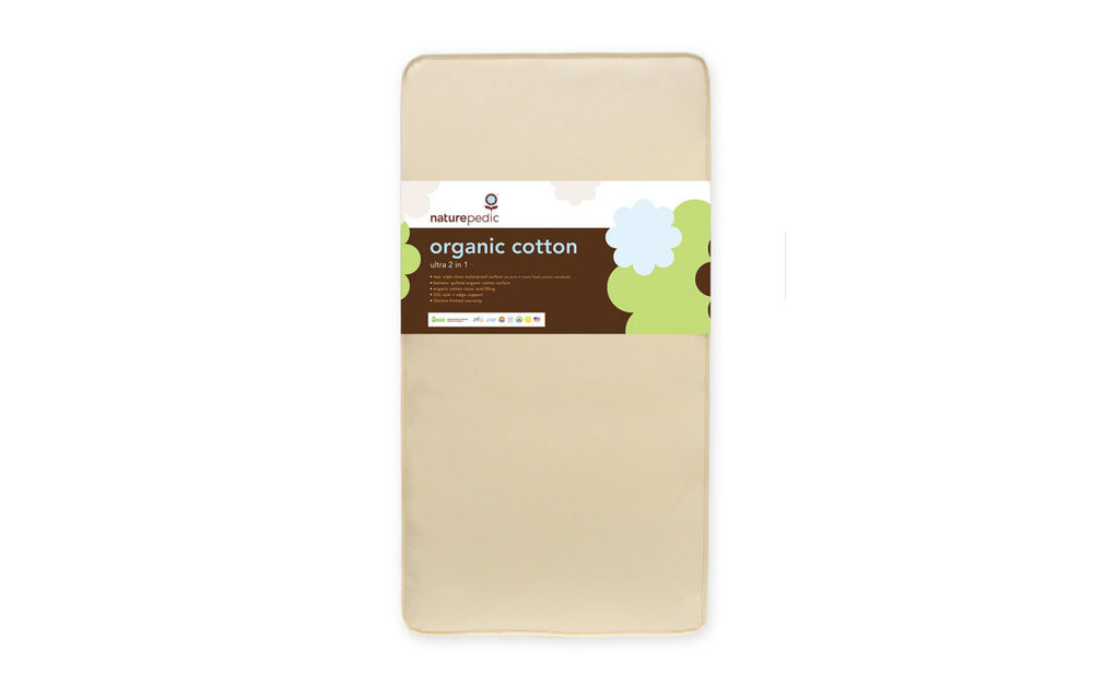 CLOSEOUT!! Naturepedic Crib Mattress 2 in 1 Organic Cotton Ultra 252 Coils 28" x 52" x 6"