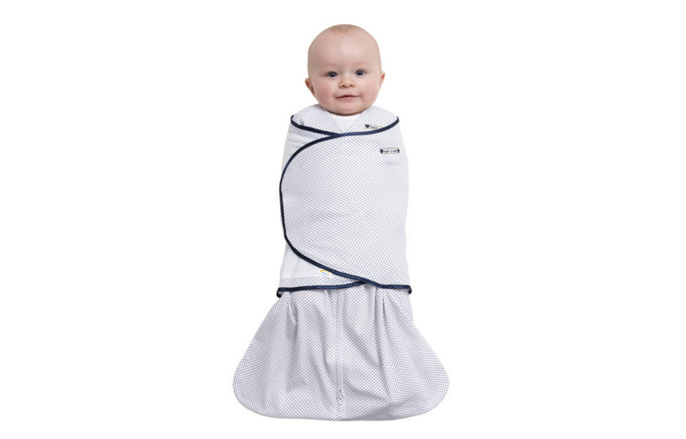 Halo Sleepsack Swaddle 100% Cotton Navy Pin Dot In Newborn