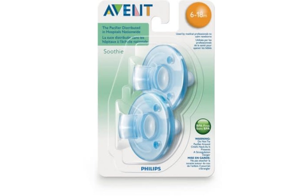 Philips AVENT Soothie Pacifier, 0-3 Months, 2-Pack, Blue