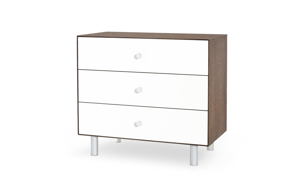 Oeuf Classic 3 Drawer Dresser In Walnut/ White