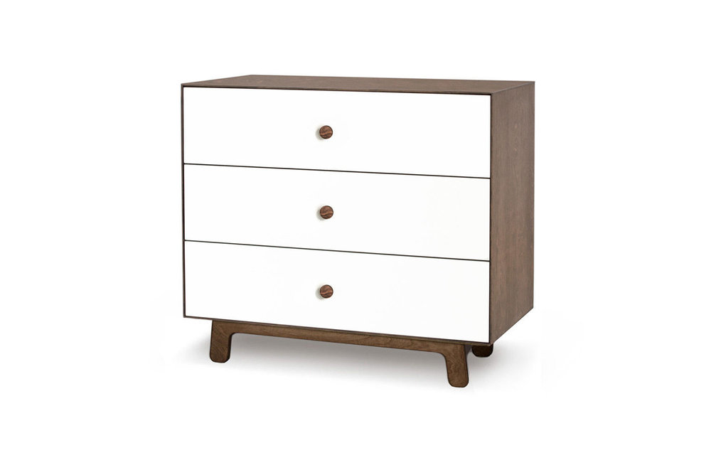 Oeuf Sparrow 3 Drawer Dresser In Walnut/White
