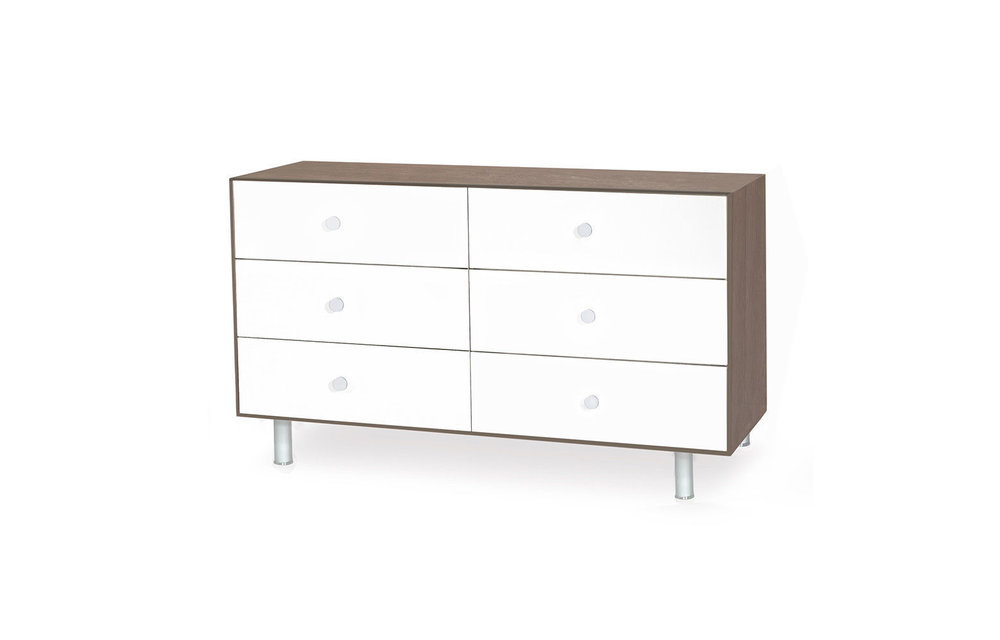 Oeuf Classic 6 Drawer Dresser In Walnut/White