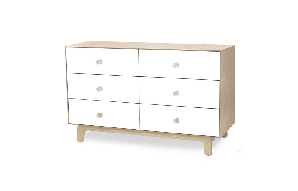 Oeuf Sparrow 6 Drawer Dresser In Birch/ White