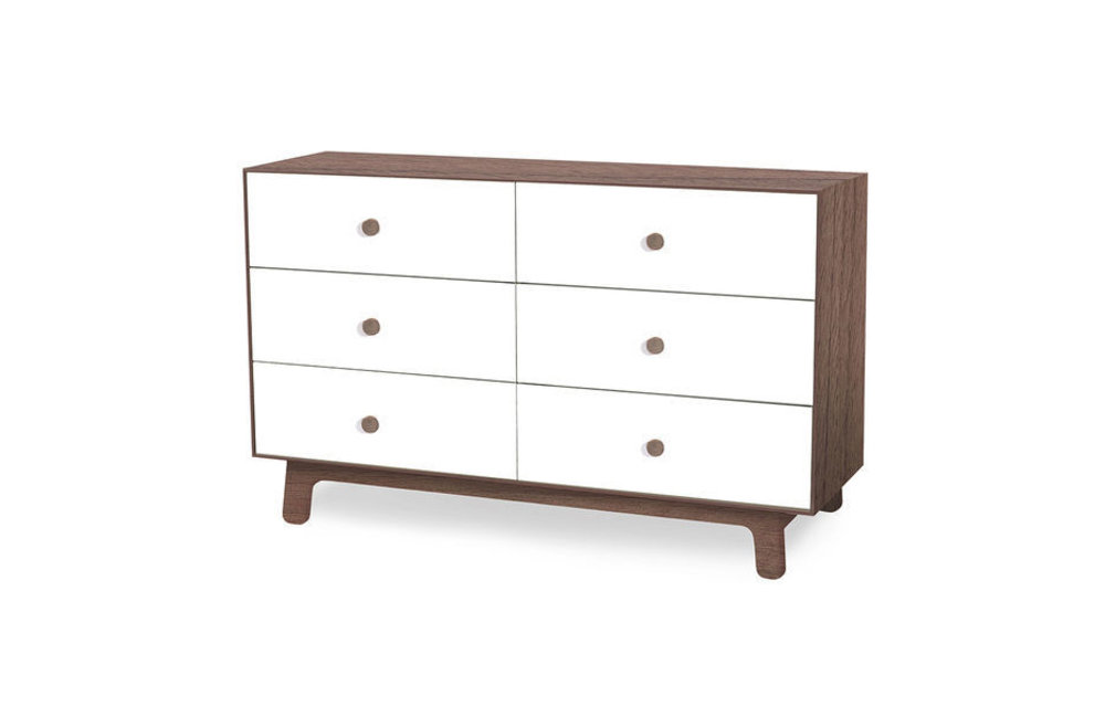 Oeuf Sparrow 6 Drawer Dresser In Walnut/White