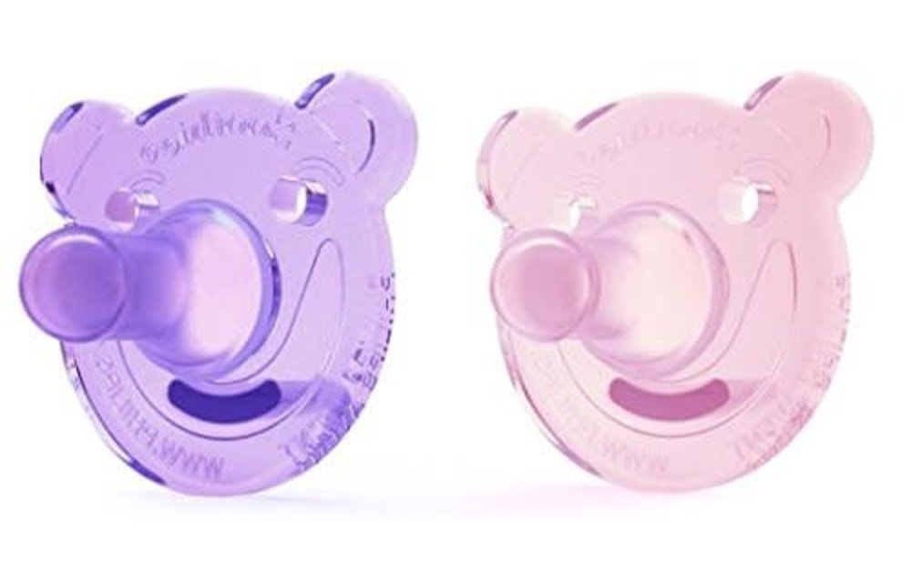 Philips AVENT Soothie Bear Shape Pacifier, 0-3 Month Pink/Purples, 2-Pack,