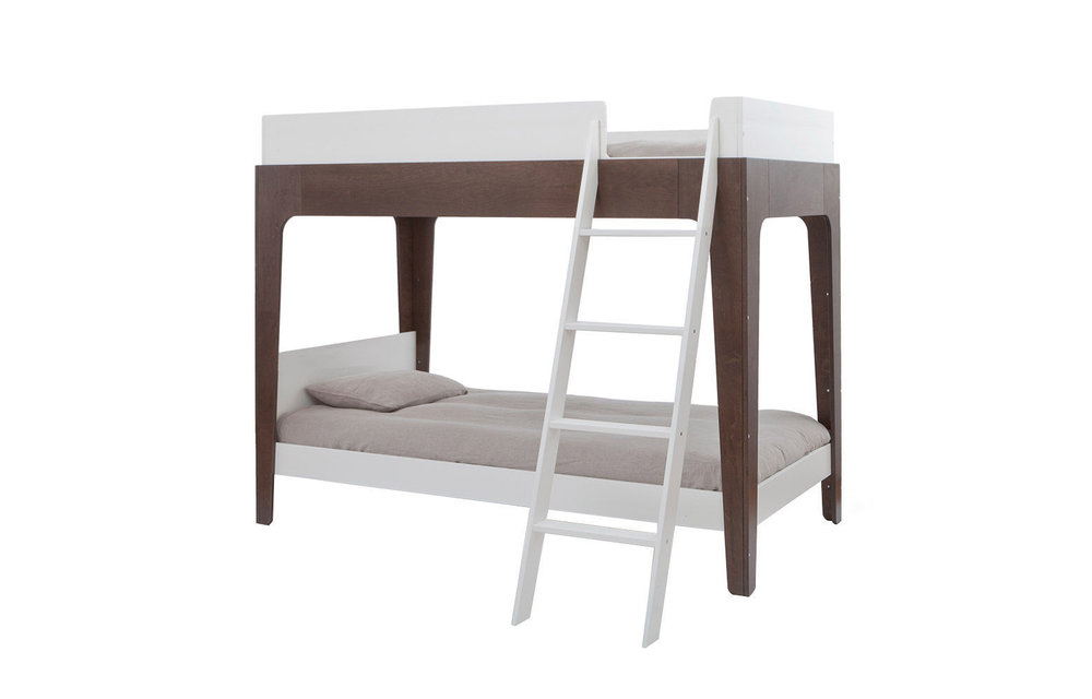 Oeuf Perch Collection Twin Bunk Bed In White/ Walnut