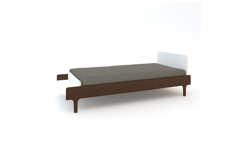 Oeuf River Collection Twin Bed In White/Walnut