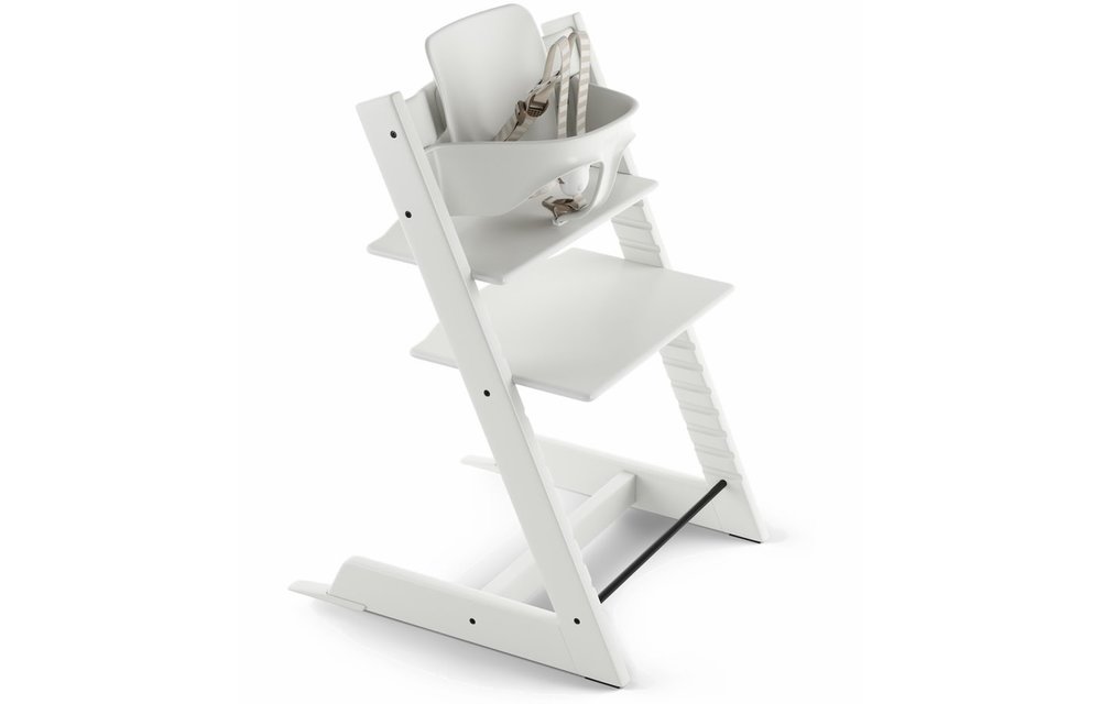 Stokke Tripp Trapp High Chair Set- In White (Includes, Chair, Baby Set, Tray)