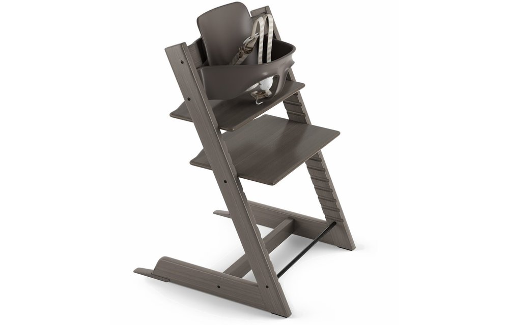 Stokke Tripp Trapp High Chair Set- In Hazy Grey (Includes, Chair, Baby Set)