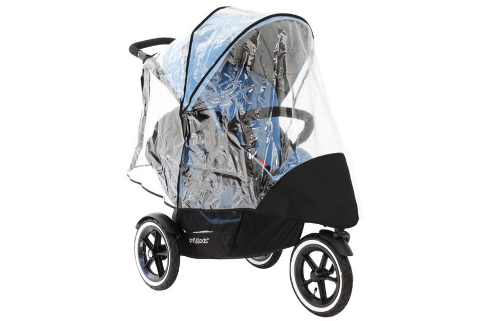 Clear phil&teds Stormy Weather Cover for Double Navigator Stroller 