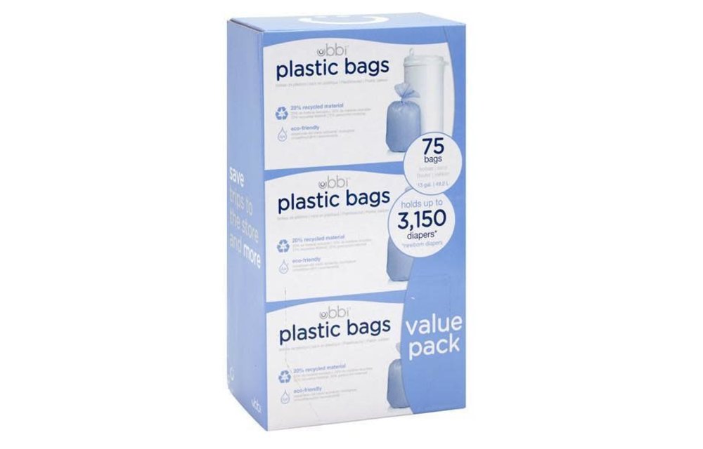 Ubbi 3 Pack Plastic Bags In White