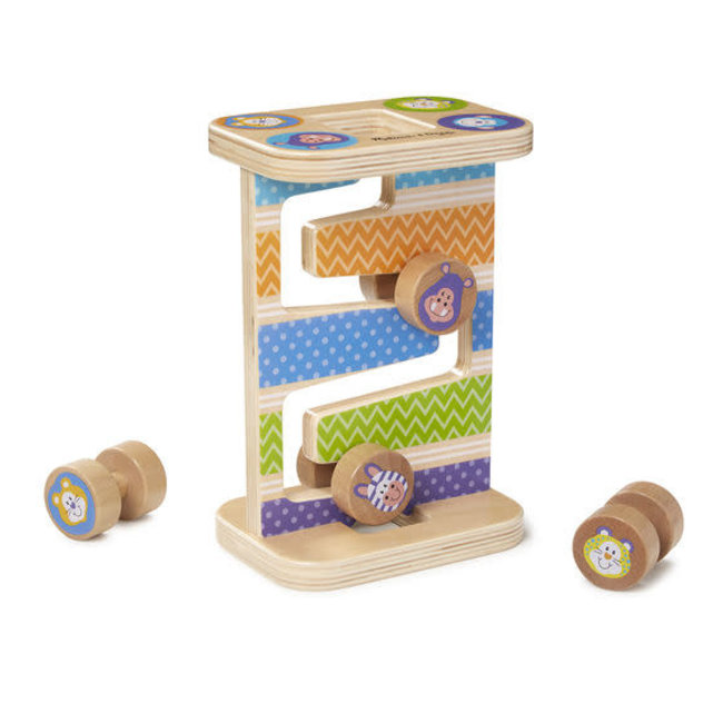 Melissa And Doug First Play Wooden Safari Zig-Zag Tower With 4 Rolling Pieces