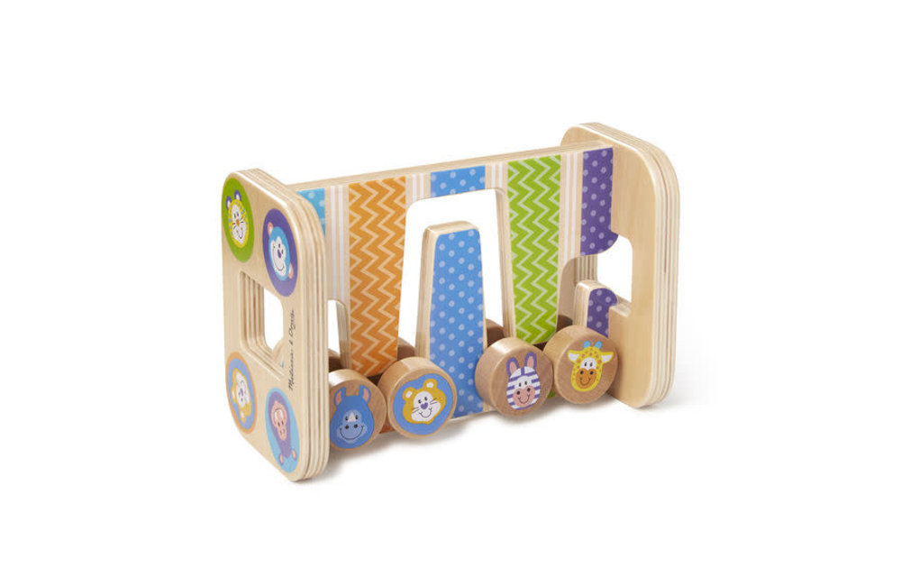 Melissa And Doug First Play Wooden Safari Zig-Zag Tower With 4 Rolling Pieces