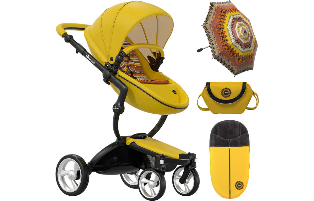 Mima Kids Xari Stroller Limited Edition In Yellow With Accessories