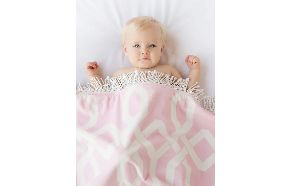 Little Giraffe Bliss Windowpane Blanket in pink