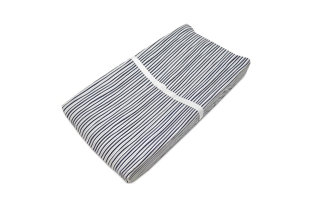 American Baby Changing Pad Sheet In Gray / Navy Fun Strip