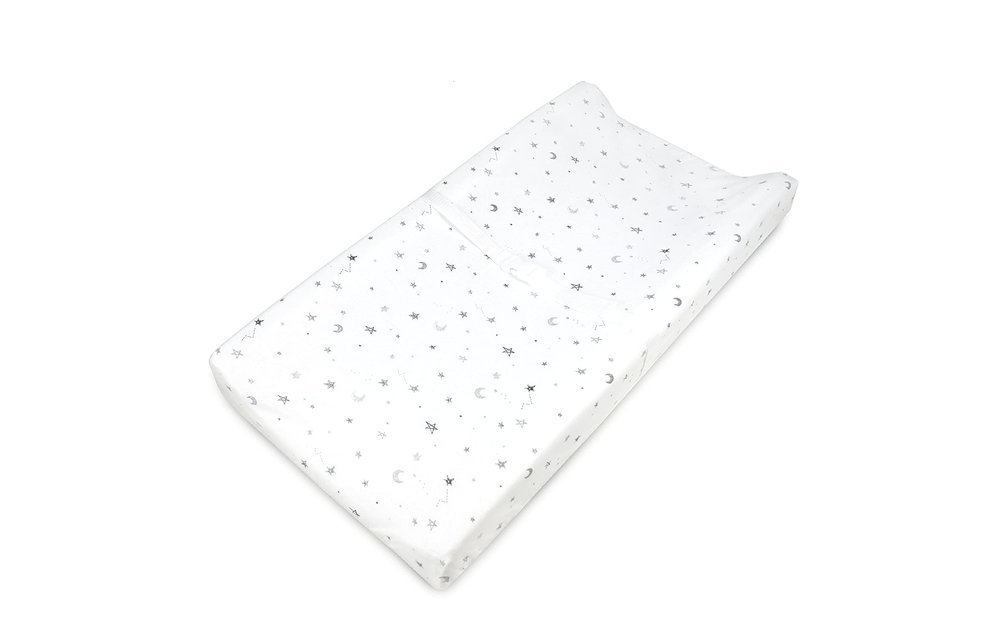American Baby Changing Pad Sheet In Gray Stars & Moon