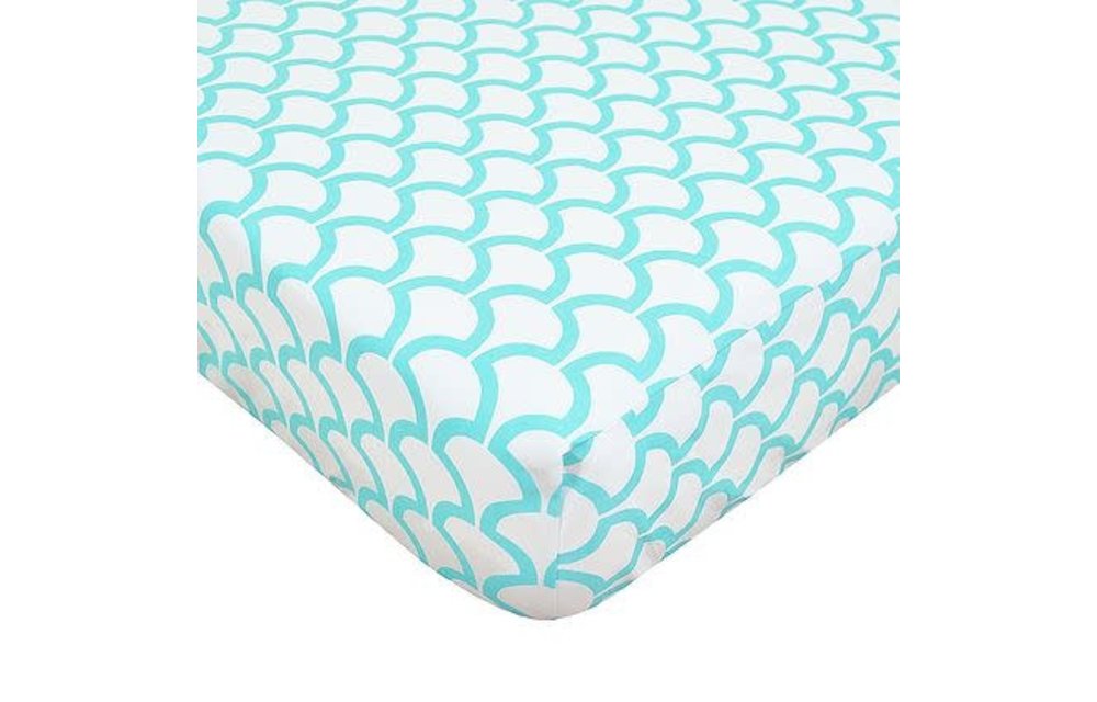 American Baby Percale Crib Sheet Aqua Sea Waves