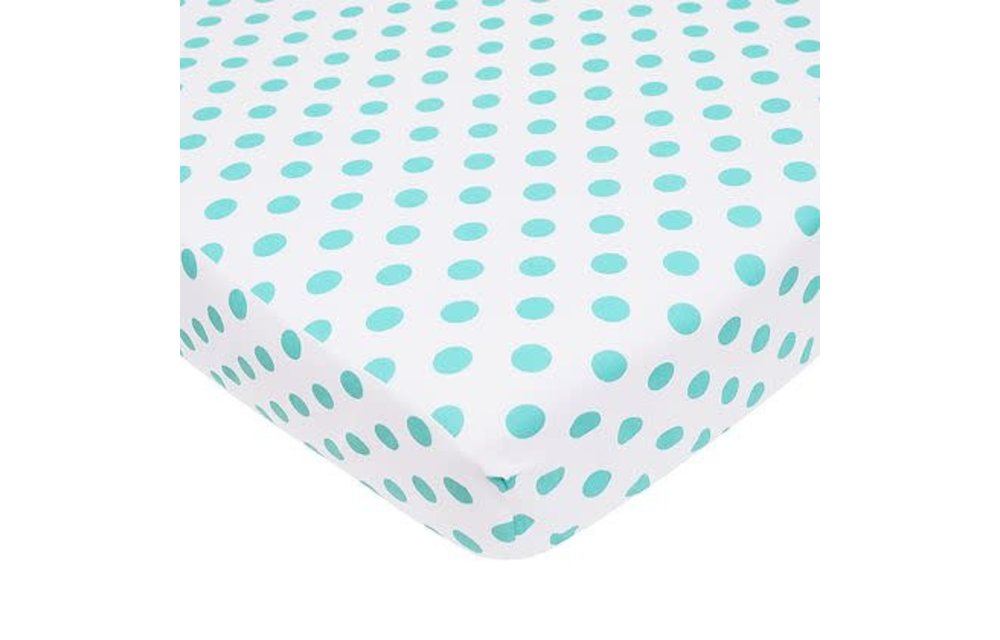 American Baby Percale Crib Sheet Aqua Dot