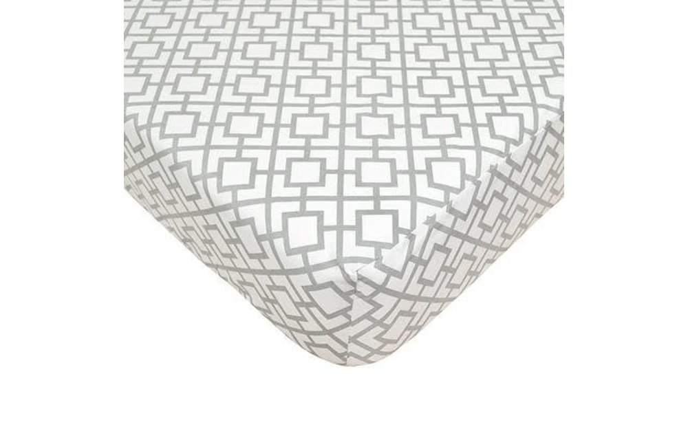 American Baby Percale Crib Sheet Gray Lattice