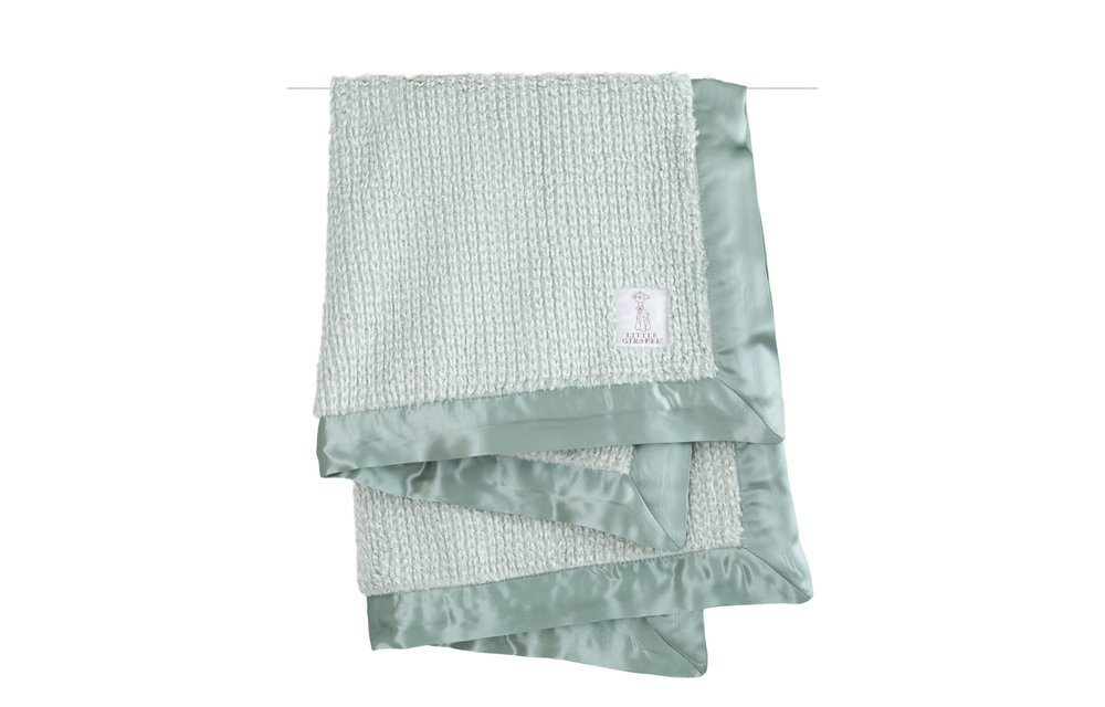Little Giraffe Luxe Herringbone Blanket In Sage