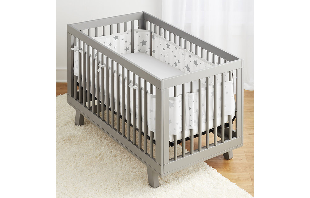 BreathableBaby Breathable Mesh Crib Liners In Starlight White And Gray