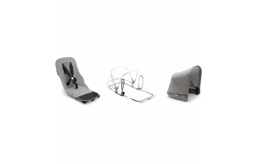 CLOSEOUT!! 2019 Bugaboo Donkey2 Duo Mineral Fabric Set Base In Light Grey(Box 5)