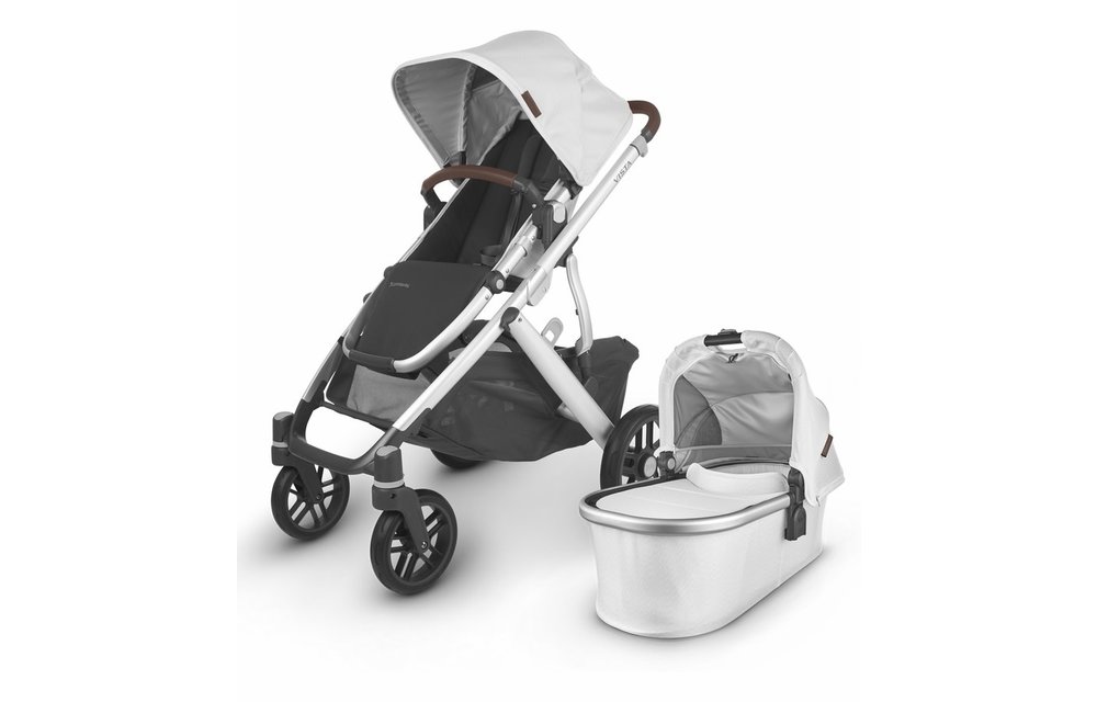 Uppa Baby Vista V2 Stroller In Bryce (White Marl/Silver/Chestnut Leather)