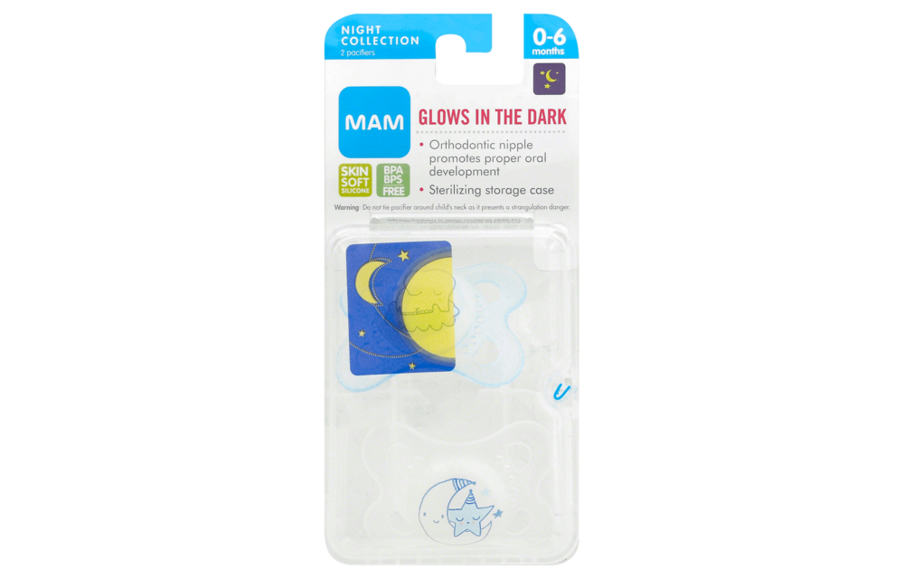 Mam Night Pacifier 2-Pack (Assorted) - 0-6 months