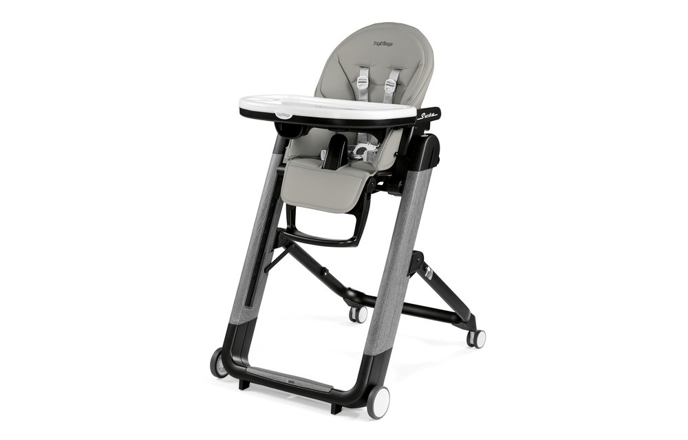 Peg Perego Prima Siesta High Chair In Ambiance Grey-Light Grey Eco Leather (Grey Chassis)