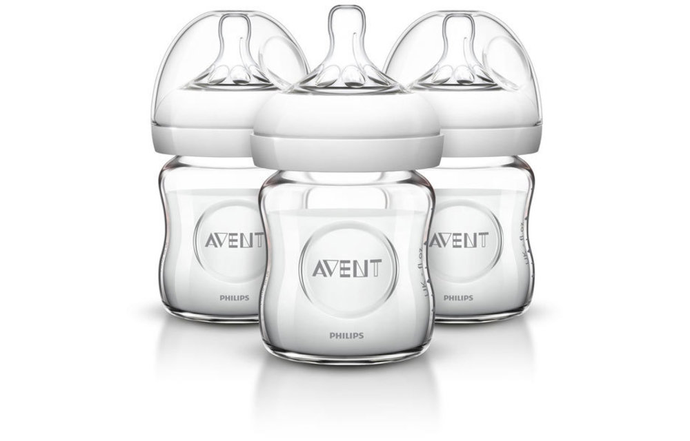 Philips AVENT Natural Glass Bottle, 4 Ounce (Pack of 3)
