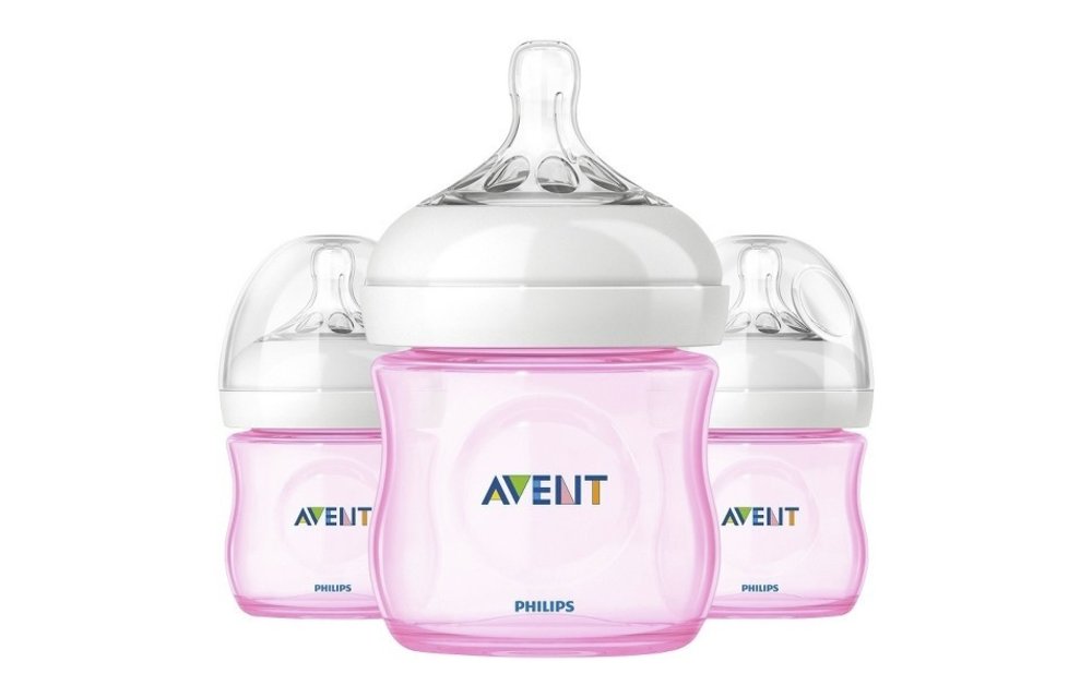 Philips Avent Natural 4 Ounce BPA Free Bottle, 3 Pack In Pink