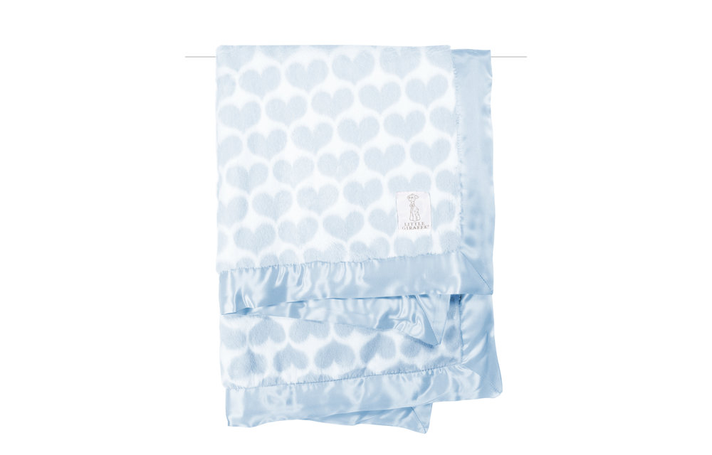 Little Giraffe Luxe Heart Army Blanket In Blue