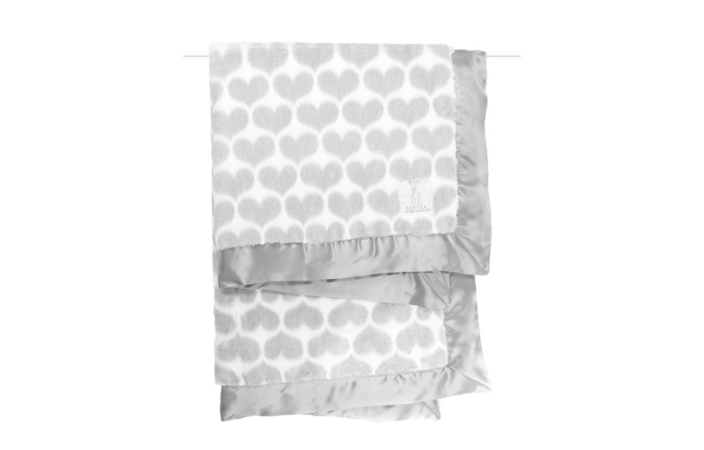 Little Giraffe Luxe Heart Army Blanket In Silver
